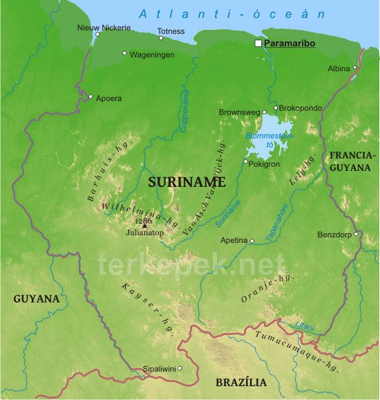 Suriname térkép